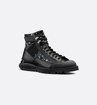 dior oblique and black calfskin boots